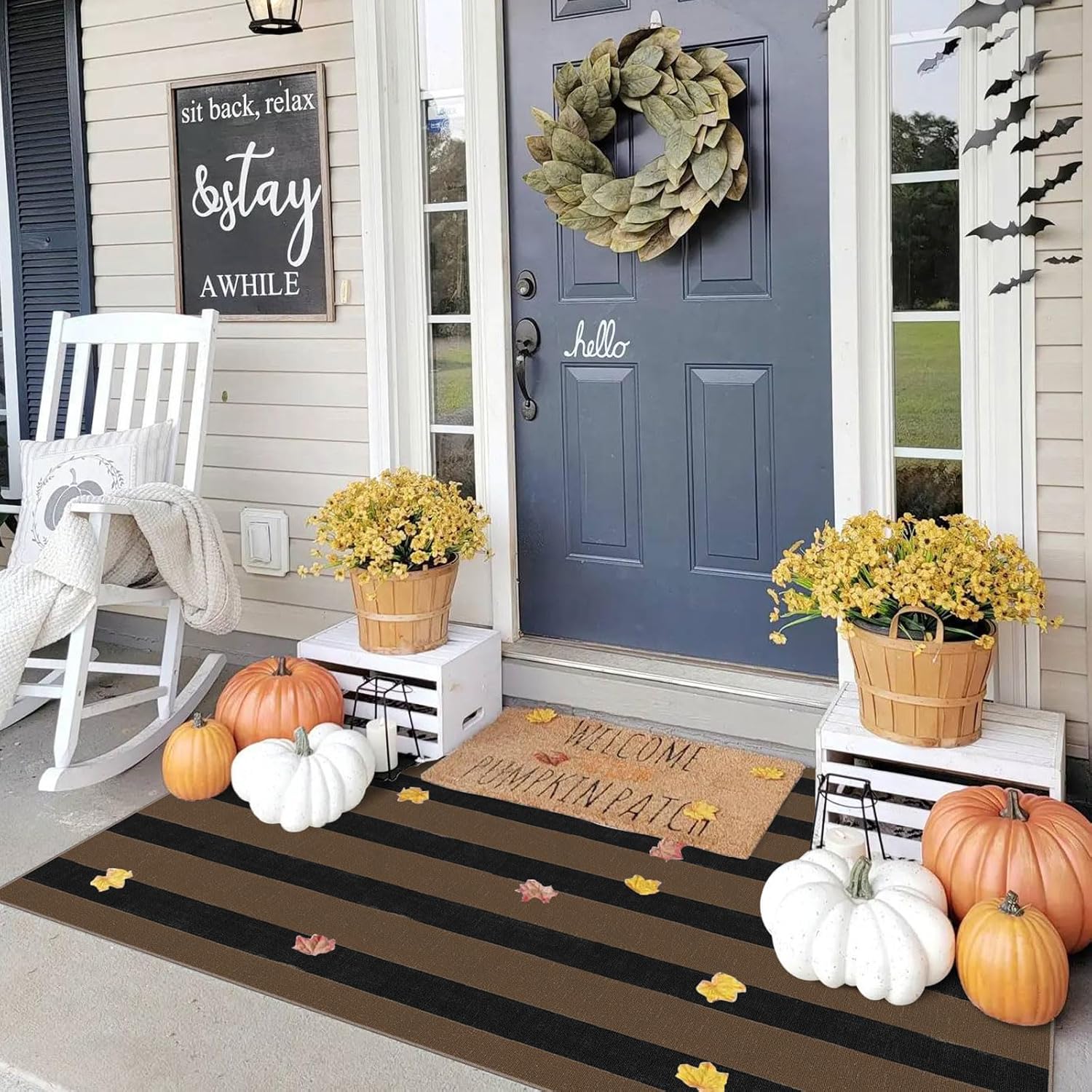 Christmas 3x5 Entry Rug - Small Washable Indoor Outdoor Mats for Front Door Non-Slip Porch Rug Holiday Tartan Plaid Throw Rugs for Living Room Bedroom Entryway Kitchen Office Porch Decor