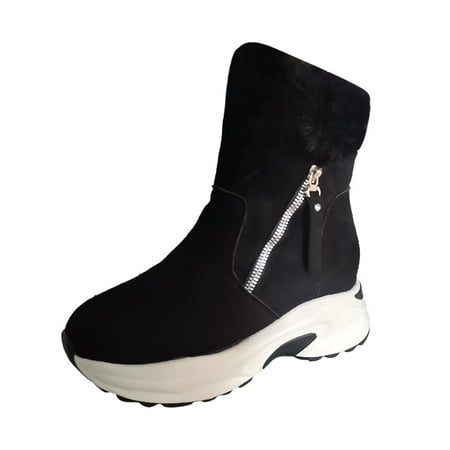 

Ediodpoh Women s Winter Fashion Suede Warm Ankle Boots Comfortable Boots With Temperament Womens Booties Black 6.5