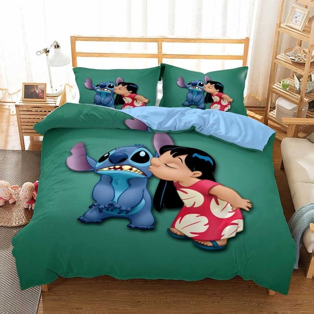Disney Lilo &erio; Juego de ropa de cama de lujo de Stitch, funda nórdica, colcha de lino para decoración de dormitorio de niños y adolescentes zhangyuxiang LED