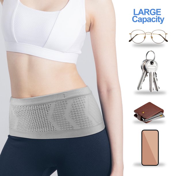 YSNOOWE Bolsa De Cintura Deportiva Gris Con Material Transpirable Y Moldeador Para Running