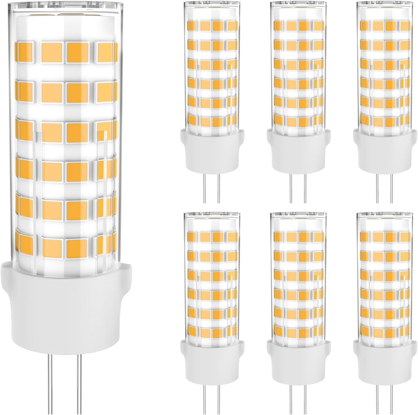 FEFEFW-G4 LED Bulb JC Type Bi-Pin Base Light Bulbs 6W AC/DC 12V 50W T3 Halogen Bulb Equivalent, Warm White 2700K, Non-dimmable for Outdoor Landscape Lighting Deck Stair Step Path Lights, Pack of 6