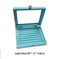 thumbnail image 3 of Organizador de joyas Wosthever de pelusas caja de almacenamiento con tapa de ventana transparente Azul claro, 3 of 6