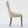 thumbnail image 5 of Dining Chairs Mid-Century Modern Chairs with Lion Head Pull Ring,High-end Tufted Solid Wood Contemporary Velvet Upholstered Dining Chair with Golden Wooden Legs Nailhead Trim 2-Pcs Set,Beige,SW1201BG, 5 of 24