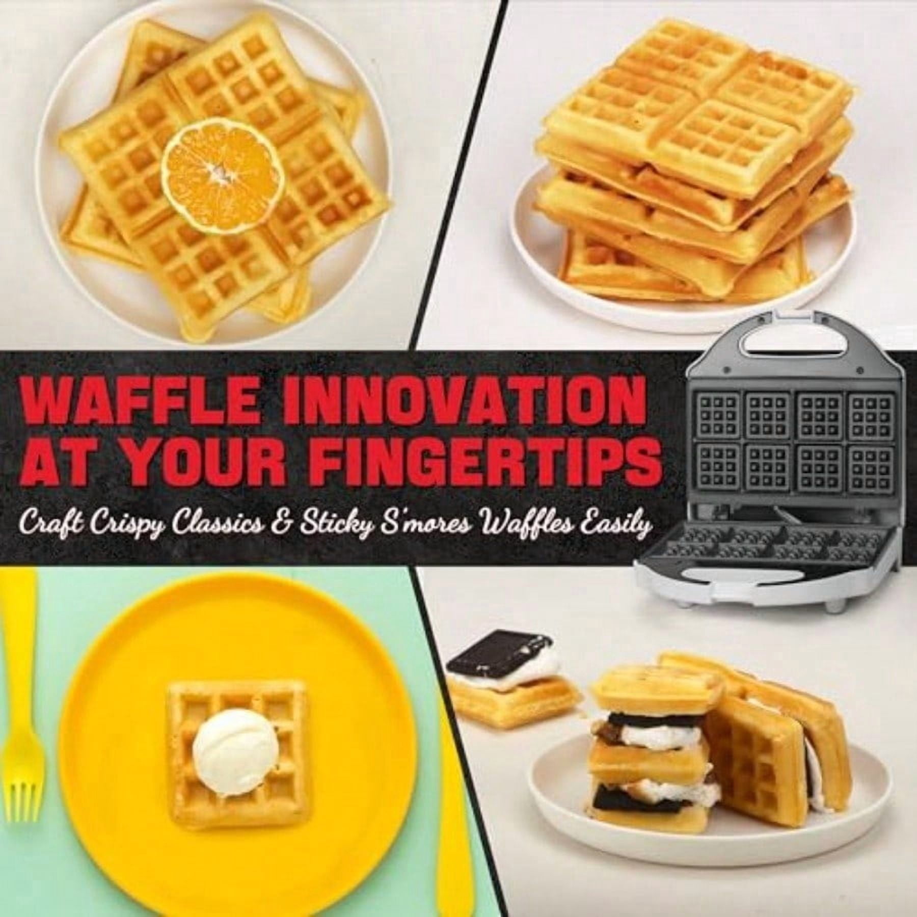Square Waffle Maker 2 x 4" Mini Classic Waffles Maker Machine Waffle Iron Dual Cooking Plates for Family Breakfast Non-stick White