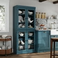 thumbnail image 4 of Palace Imports 100% Solid Wood Kitchen Pantry Storage Cabinet with Glass Doors and Adjustable Shelves, Teal Blue, 4 of 6