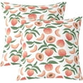 thumbnail image 3 of Cartoon Peach Throw Pillow Covers Cute Fruit Pillow Covers for Home Sofa Bed Couch for Kids Kawaii Fresh Peaches Cushion Covers Green Leaf and Pink Peach Pillowcases, 16X16 Inches Set of 4, 3 of 6