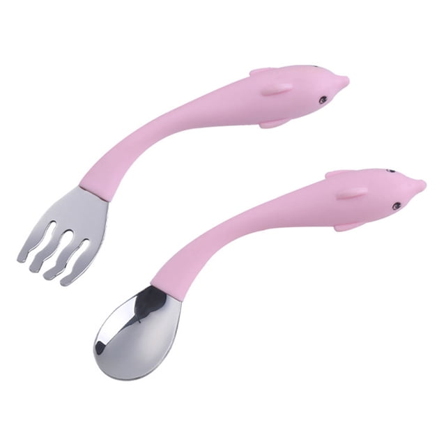 WORGEOUS 1 set 2pcs baby waterware staveware acero inoxidable cucharada de horquilla para niños pequeños para niños pequeños