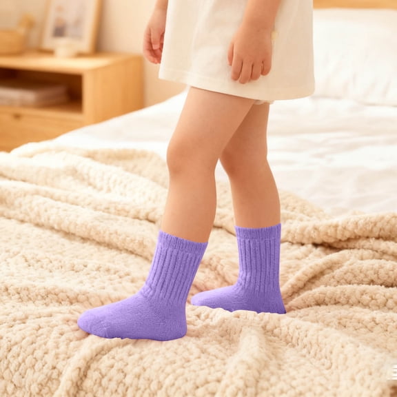 Slipper Socks with Grips for Girls Children's Socks for Boys Girls Solid Color Medium Tube Socks Comfortable Loose Sports Ankle Socks Soccer Socks Boy Multicolor 2Y
