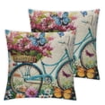 thumbnail image 2 of Acheng Spring Pillow Covers Set of 2 Farmhouse Decorative Pillow Covers Blue Truck Bicycle Fresh Flowers Hydrangea Butterfly Throw Pillow Cover Spring Home Decor Cushion Case White, 2 of 6