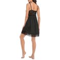 thumbnail image 5 of HDE Women's Silk Nightgown Satin V Neck Babydoll Lace Chemise Black XXL, 5 of 6