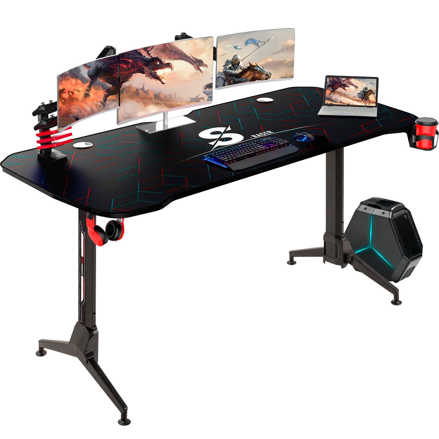 Eyerson L-Shape Gaming Desk with Built in Outlets 17 Stories Color (Top/Frame): Black, Size: 33.30 H x 63 W x 31.50 D