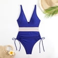 thumbnail image 4 of Dresfit Women's Adjustable Strap Bikini Set - Simple Strappy Two Piece Swimsuit Blue S, 4 of 8