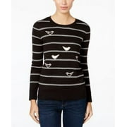G.H. Bass Co. Striped Bird-Pattern Sweater Black Combo M