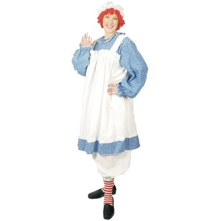 White and Blue Raggedy Ann Women Adult Halloween Costume - Plus