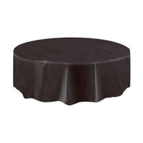 Unique Solid Round Plastic Table Cover, 84", 1 Pack, Black