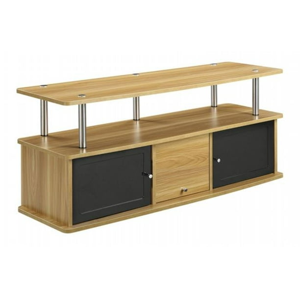 TV Stand with 3 Cabinets - Light Oak - Walmart.com ...