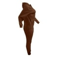 thumbnail image 3 of Casual Drawstring Pantsuits Two-piece Set, Pocket Hoodies Tops & Loose Long Sweatpants Set, Women's Clothing, 3 of 7