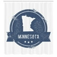 thumbnail image 3 of Ambesonne Minnesota Shower Curtain, Round Grange Frame Map, 69"Wx70"L, Dark Night Blue White, 3 of 3