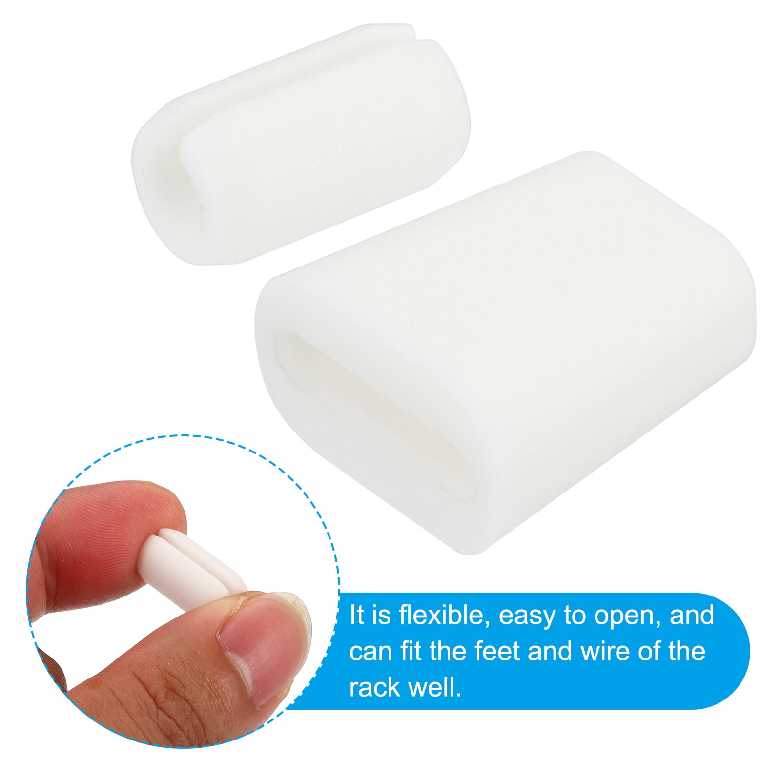 Unique Bargains Kitchen Sink Rack Feet Rubber Protector with Bumpers White