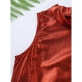thumbnail image 7 of YONGHS Kids Girls Shiny Metallic Ballet Jazz Hip Hop Street Modern Dance Crop Top with Pleated Skirt Red 10, 7 of 7
