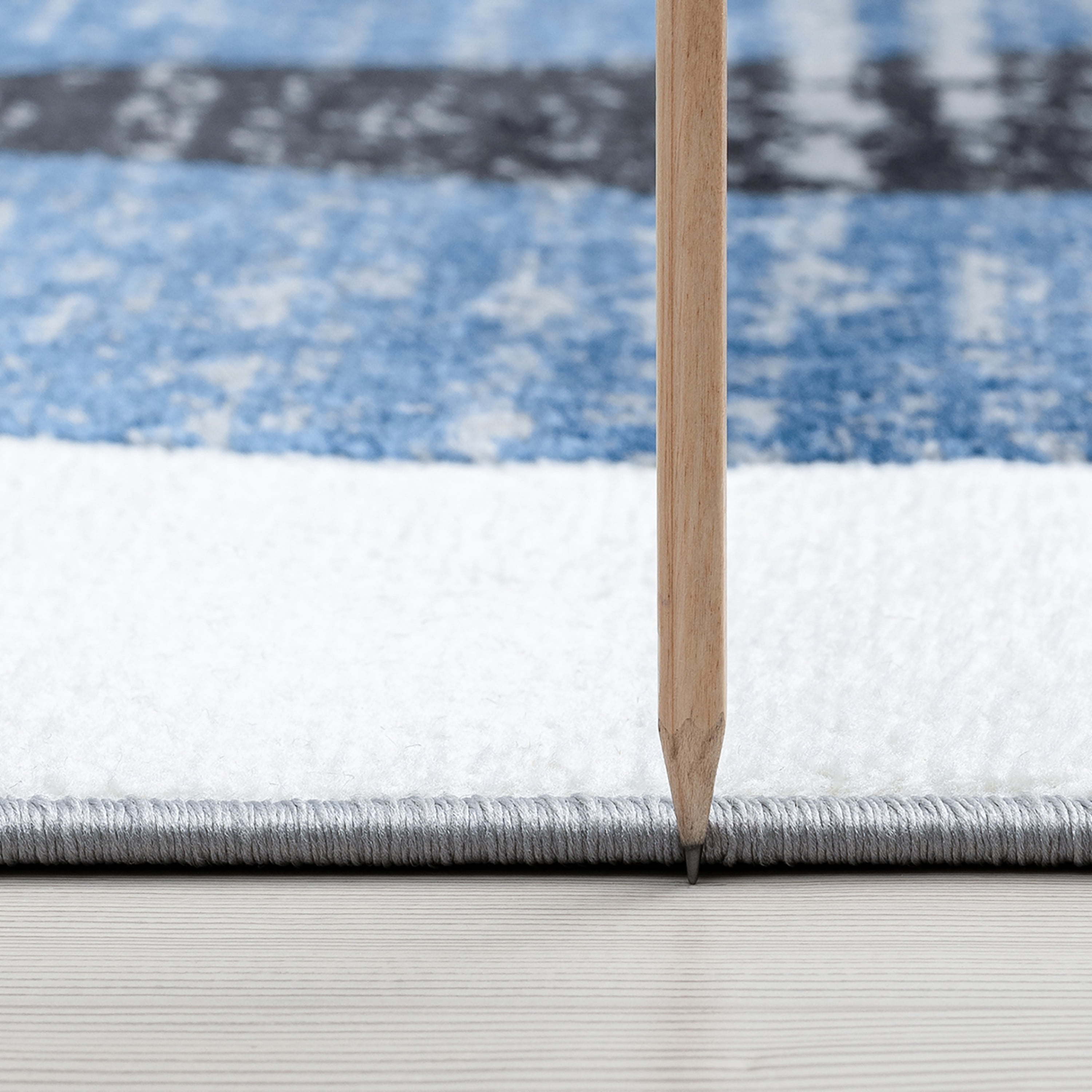 Contemporary 5x8 Area Rug (5'3'' x 7'3'') Abstract Blue, Charcoal Living Room Easy to Clean