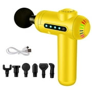 Massage Gun Pocket Fascia Gun Electric 20 Speed Handheld Muscle Percussion Massager with 6 Massage Heads Body Massager Pain Relief Muscle Relaxation Deep Tissue Vibrator Bag,yellow
