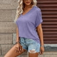 thumbnail image 6 of Open Back Athletic Tees For Women Quick Dry Casual Comfy Yoga Tops Crew Neck Short Sleeve Tunic Tops (XL, Purple), 6 of 7