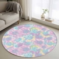 thumbnail image 2 of Blue Yellow Pink Round Area Rug 4 FT, Non Slip Indoor Outdoor Rug, Modern Abstract Art Watercolor Washable Soft Circular Carpet Non-Shedding Floor Mat for Coffee Table Nursery Foyer Balcony, 2 of 9
