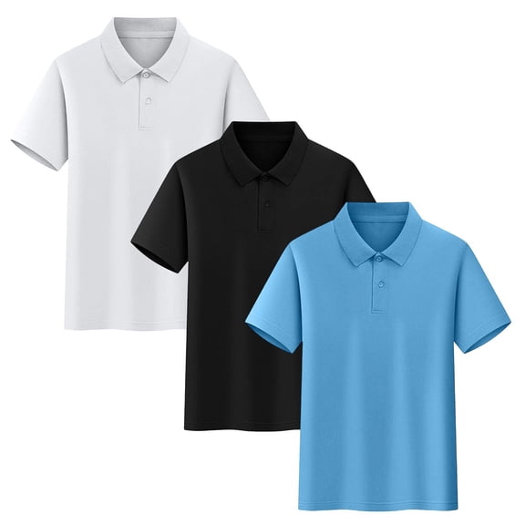 CHEEREAM Kids 3 Pack Polo Sets Short Sleeve Collared Golf Tops for Work Athletic Summer Causal Active Daily Sport wear Shirts For Boys