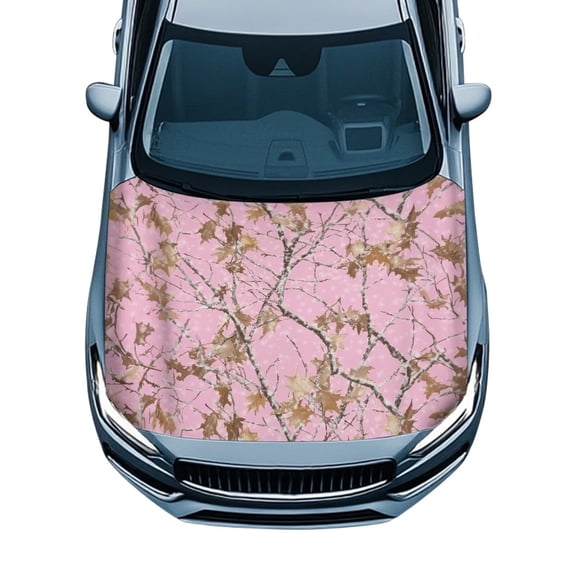 HUISEFOR Pink Camo Hunting Car Hood Cover All-Season Protection Car Hood Protector Personalized Removable Automotive Accessories Universal Fit for Cars SUV