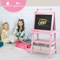 thumbnail image 6 of Costway Kids Art Easel Double Sided Chalkboard Magnetic Whiteboard with Storage Tray Pink, 6 of 8