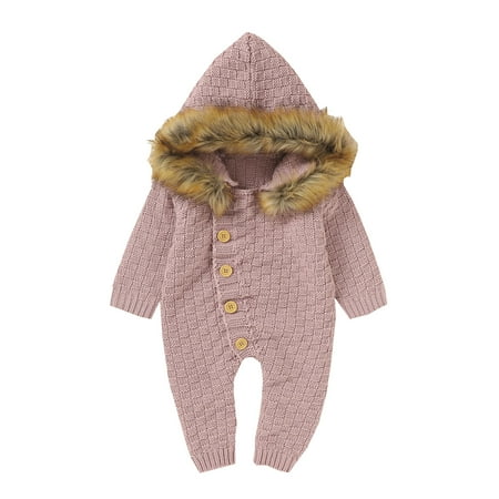 

Honeeladyy Winter Infant Baby Boys Girls Winter Keep Warm Knit Hoodie Romper Sweater Jumpsuit Pink Sales Online