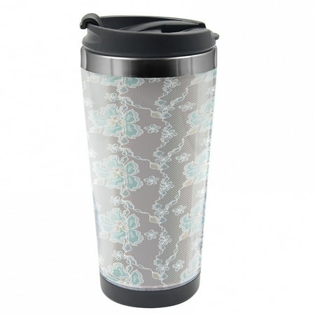 

Floral Travel Mug Victorian Vintage Soft Steel Thermal Cup 16 oz by Ambesonne