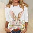 thumbnail image 1 of TaTaai Women Casual 3/4 Sleeve Crew Neck Top Easter Print Pullover T-Shirt Ladies Spring Holiday Street Wear Lightweight Soft Non-See-Through No Fading Breathable Stylish Top Gift, 1 of 5