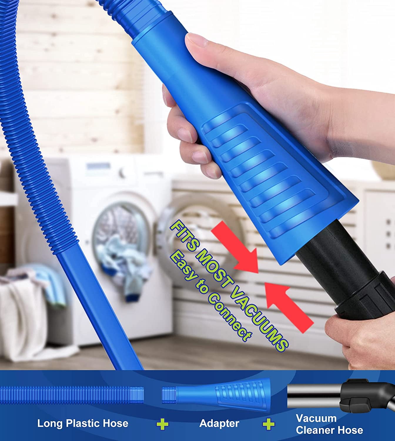 WTYYC 2 Pieces Dryer Vent Cleaner Kit, Dryer Lint Vacuum Attachment with Dryer Lint Remover Brush for Power Washer and Dryer Vent Vacuum Hose (Deep Blue)