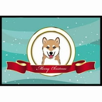 Caroline's Treasures BB1535MAT Shiba Inu Merry Christmas Door Mat, Indoor Rug or Outdoor Welcome Mat 18x27 Doormat ,