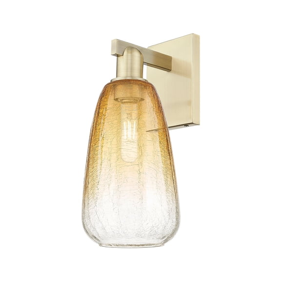 716-1W-AB-G480-6AM Innovations Lighting Brookhaven Almond - 1 Light Wall Sconce-11 Inch Tall and 8 Inch Wide-Antique Brass Finish-Amber Glass Color