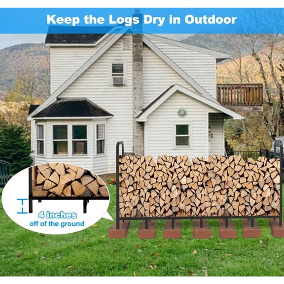 8ft Firewood Rack Holder, Adjustable Heavy Duty Fire Log Stacker Stand for Fireplace, Outdoor Indoor Metal Wood Pile Storage Organizer, Patio Logs Stand tool