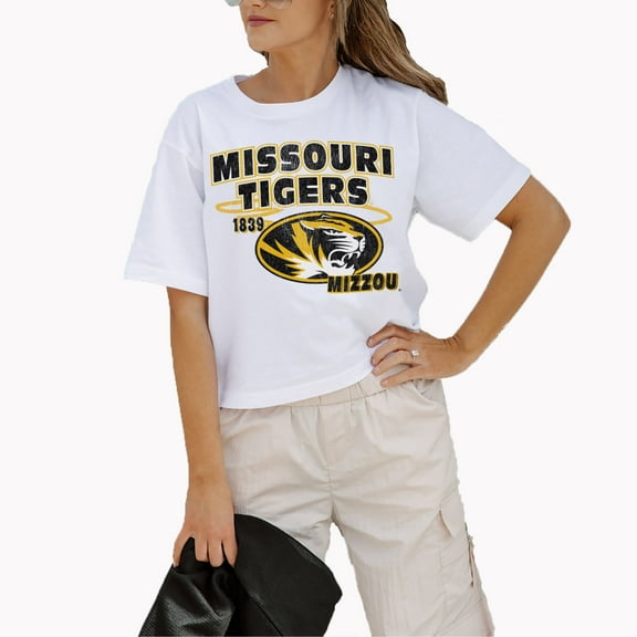 Women's Gameday Couture White Missouri Tigers Logo Boxy Fit Cropped T-Shirt