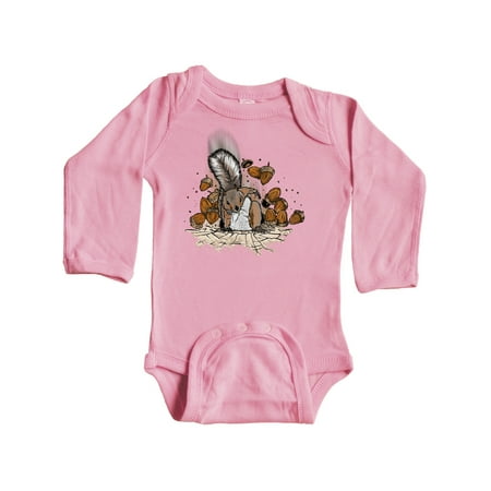 

Inktastic Squirrel Superhero Landing with Acorns Gift Baby Boy or Baby Girl Long Sleeve Bodysuit