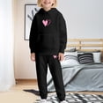 thumbnail image 2 of Ruyang Girls Heart Tracksuit School Athletic Sweatsuits Graphic 2 Piece Outfits Trendy Pullover Hoodies Joggers Pants Set, 2 of 5
