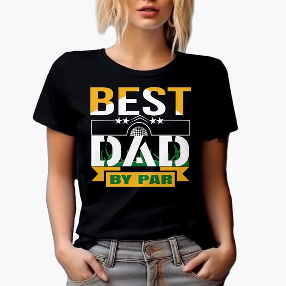 Best Dad by Par Pun Quote, Father Golf Player, Golfing or Golfer Themed Merch Gift, Black T-Shirt, Small