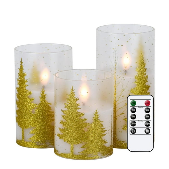 Velas de vidrio sin llama Romance Christmas Tree con control remoto