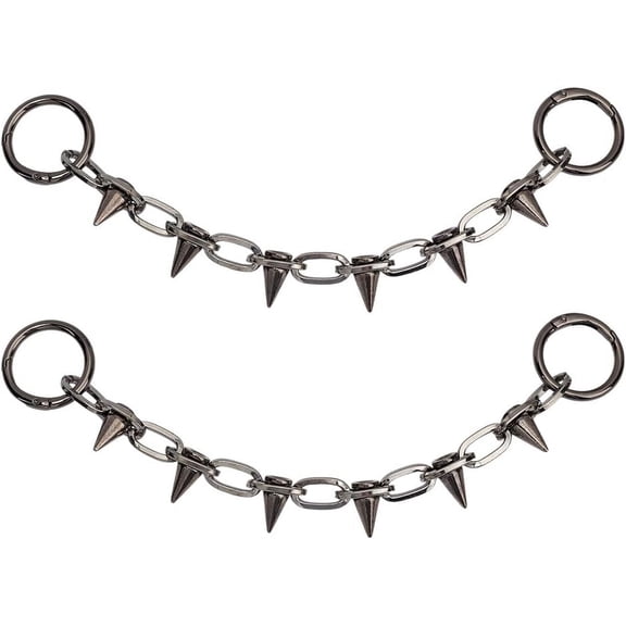 2pcs Alloy Cone Link Boot Strap Chains with Iron Ring for DIY Shoes Decoration Gunmetal 252mm