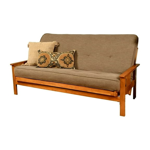 Kodiak Furniture Monterey Futon with Linen Fabric Mattress in Gray/Butternut