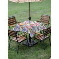 thumbnail image 4 of Outdoor Tablecloths with Umbrella Hole & Zipper, Blue Purple Gnomes 54x54 Inch Square Tablecloths, Spring Country Hydrangea Flower Leaf Waterproof Table Cloth, Patio/Pool/Picnic Table Covers, 4 of 8