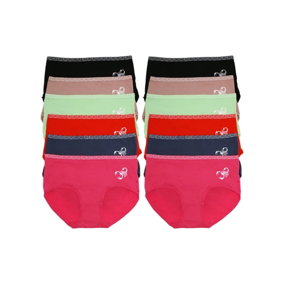 Angelina Women's Cotton Hiphuggers with Scorpion Print Design (12-Pack)