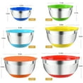 thumbnail image 6 of TINANA 26PCS Stainless Steel Mixing Bowls with Lids Set, Nesting Mixing Bowl Set with Non-Slip Bottom Tools Gadgets, 7/4/3.5/2.5/2/1.5QT Metal Salad Bowls for Serving Prepping Baking, Multicolor, 6 of 7