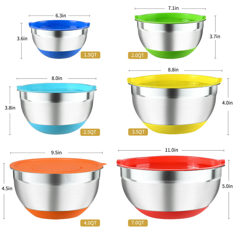Bowls with Lids for Kitchen - 26 PCS Stainless Steel Nesting Colorful Mixing  Bowls Set for Baking