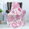thumbnail image 4 of Love Soft Flannel Fleece Throw Blanket, I Love You Valenties Design Hugging Touching Singing Hearts Coffee Expressing Affection, Cozy Plush for Indoor and Outdoor Use, 70" x 90", Pink, by Ambesonne, 4 of 5